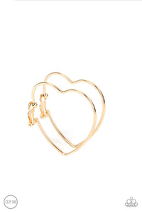 Harmonious Hearts Gold Clip-On Earring