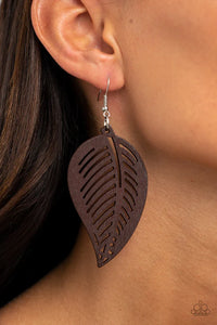 Tropical Foliage Brown Earring
