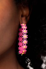 Load image into Gallery viewer, Daisy Disposition Pink Hoop Earring
