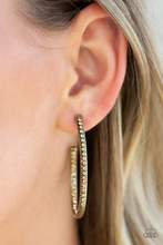 Load image into Gallery viewer, Globetrotting Glitter Brass Hoop Earring
