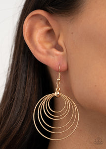 Elliptical Elegance Gold Earring