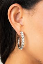 Load image into Gallery viewer, CLASSY is in Session White Hoop Earring

