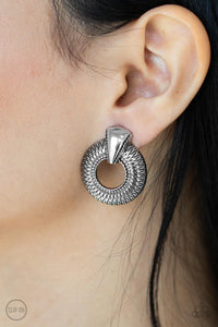 Industrial Innovator Silver Clip-On Earring